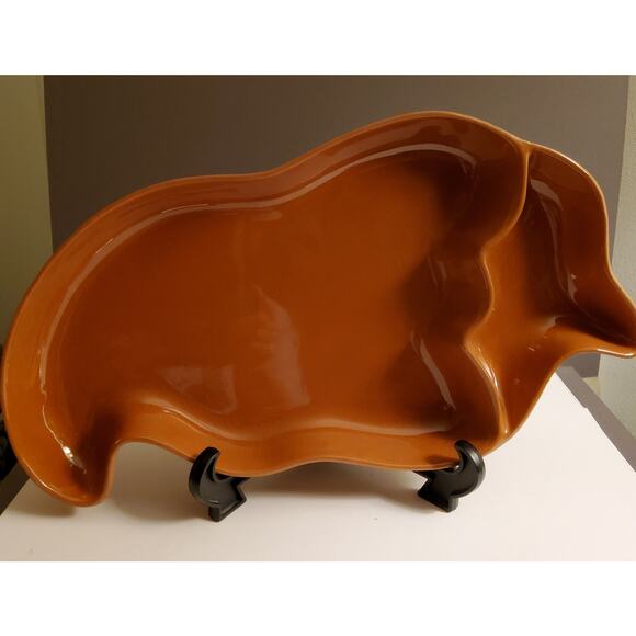 Red Clay Ceramic Pepper Chip and Dip Tray - Picture 1 of 3